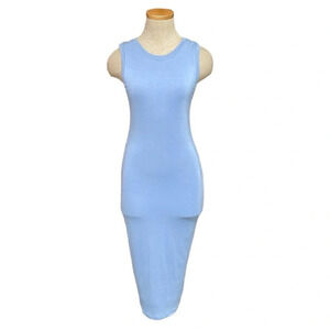 BLQ Dress Women's XS X Small Light Blue Sleeveless Bodycon Maxi